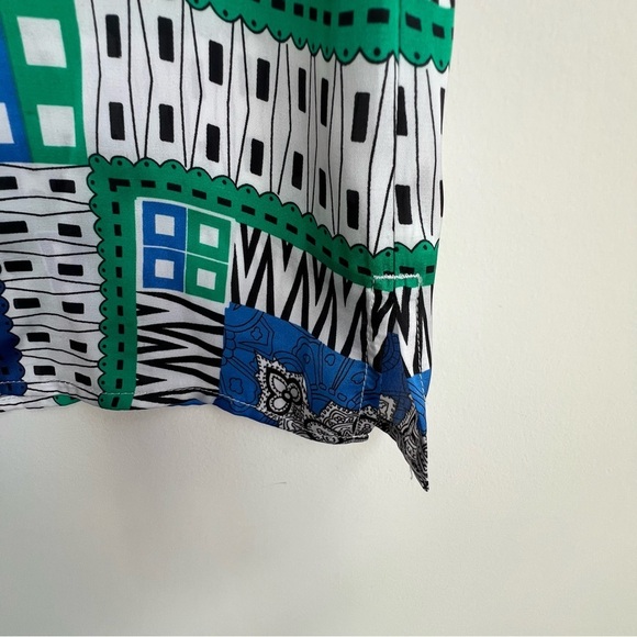 CHICOS 1 M Bandana Patchwork Roll Tab 3/4 Sleeve Blouse Satin Tapestry Scarf - Picture 8 of 11